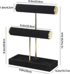 Bracelet Holder, 2-Tier Bracelet Display Stand for Vendors, T-Bar Necklace Scrunchie Storage Rack, Bangle Watch Jewelry Display Tower(Black，2 Tier)
