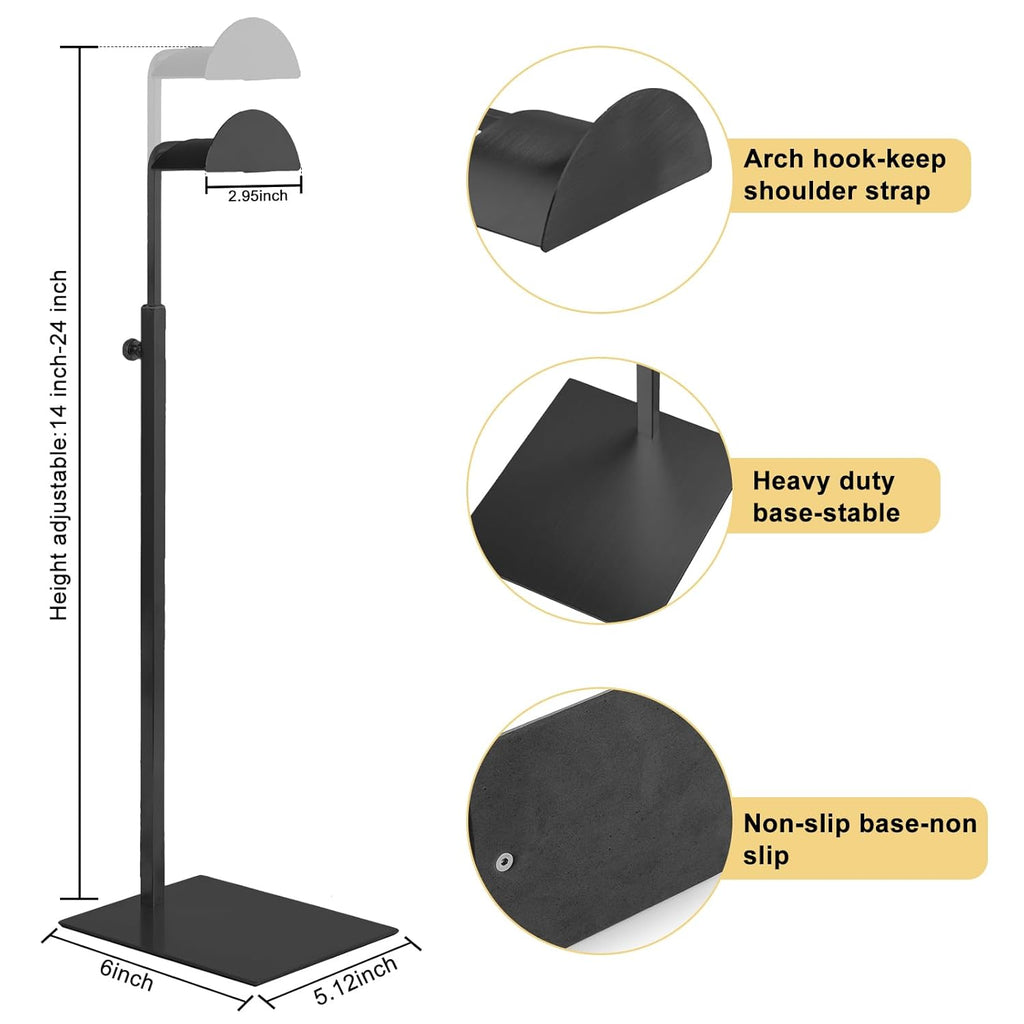 Purse Display Stand, 3 Pack Purse Stands for Display, Black Purse Display Heavy-Duty Steel Handbag Display Stand Adjustable Bag Display Stand Holder Purse Rack for Retail, Boutiques, Shop