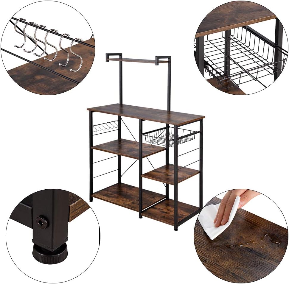 Microwave Stand with Cabinet Hutch for Kitchen with Storage Kitchen Backer Rack and Shelves for Storage Kitchen Storage Organizer