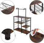 Microwave Stand with Cabinet Hutch for Kitchen with Storage Kitchen Backer Rack and Shelves for Storage Kitchen Storage Organizer
