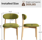 Wooden Dining Chair Set of 4, Modern Dining Chairs with with Curved Back, Fabric Upholstered Kitchen Dining Room Chairs with Adjustable Legs for Farmhouse Dining Living Room,Green