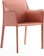 Manhattan Comfort Vogue Modern Faux Leather Dining Chairs, Metal Frame, Comfortable Padded Seat, Fully Assembled Armchair Accent Furniture, Set of 2, Clay