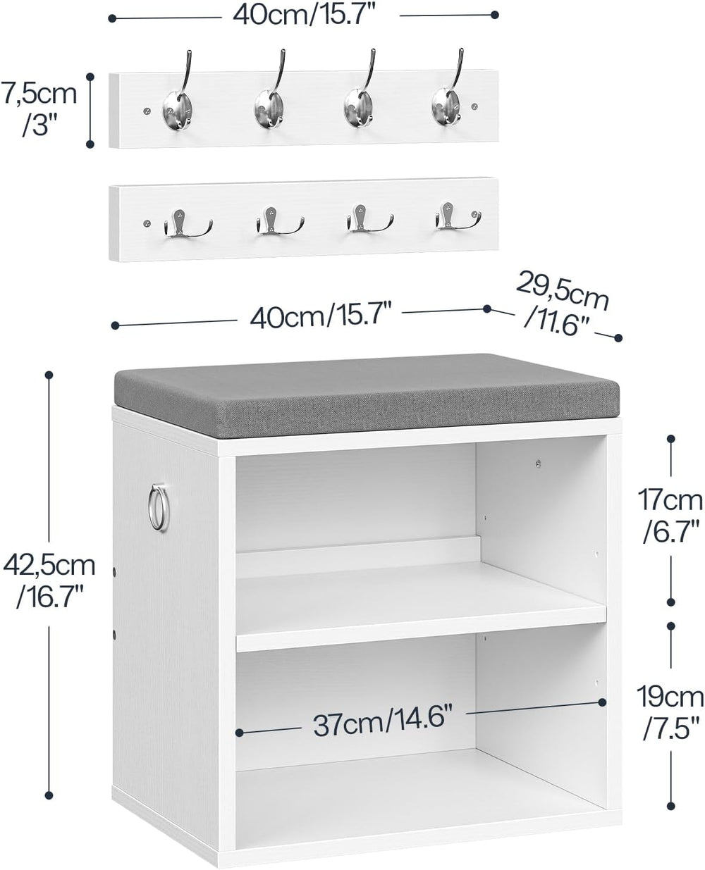 HOOBRO Shoe Storage Bench with Cushion, Entryway Bench with Coat Rack Set, Sm...