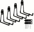 4 Pack Garage Hooks Heavy Duty with Anti-Slip Coating, Steel Utility Ladder Hooks for Hanging Garden Tools, Hoses, Ropes, Bikes and More (7.7in)