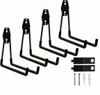 4 Pack Garage Hooks Heavy Duty with Anti-Slip Coating, Steel Utility Ladder Hooks for Hanging Garden Tools, Hoses, Ropes, Bikes and More (7.7in)