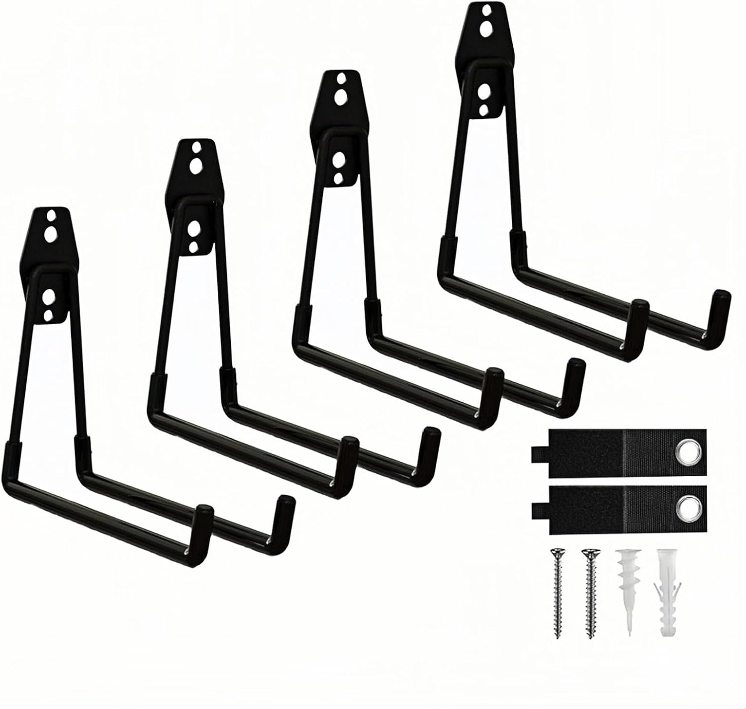 4 Pack Garage Hooks Heavy Duty with Anti-Slip Coating, Steel Utility Ladder Hooks for Hanging Garden Tools, Hoses, Ropes, Bikes and More (7.7in)