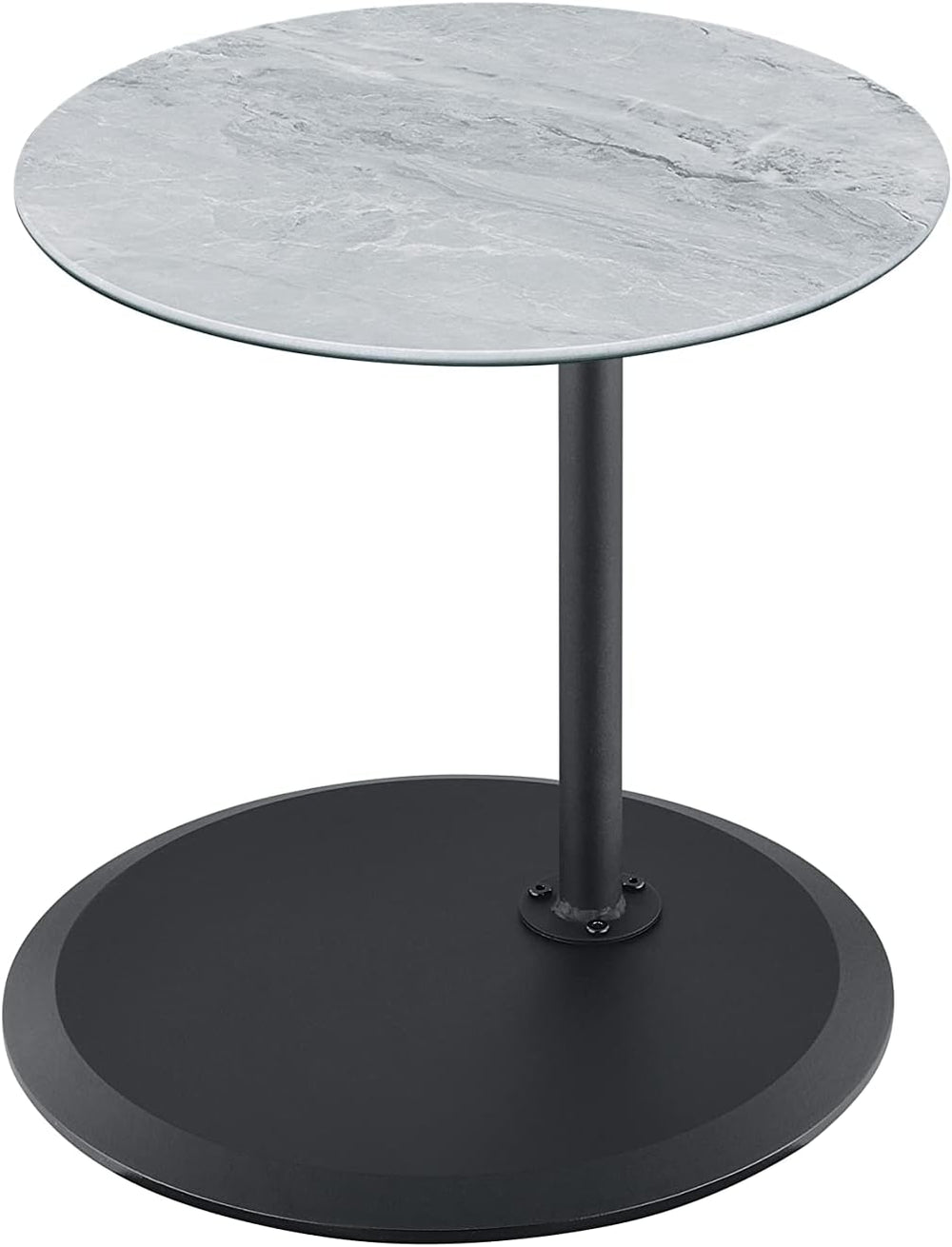 Height Adjustable Pedestal Side Table, Marble Top Martini Drink Table Grey | ...