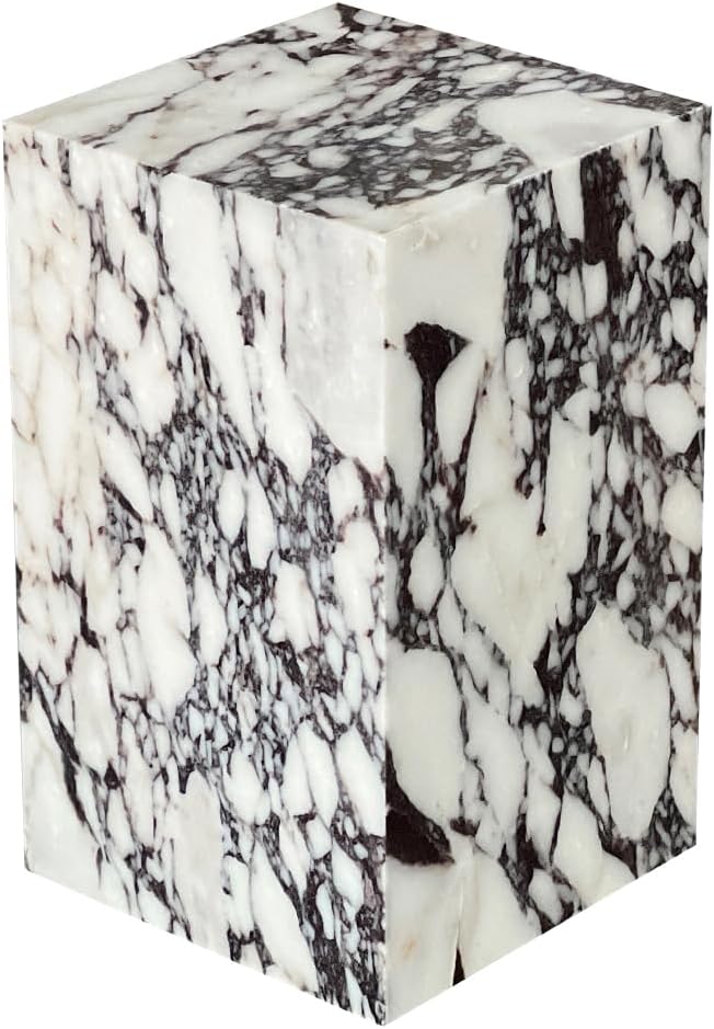 Luxury Marble Side Table,Square End Table for Modern Sofa and Bed, Living Roo...