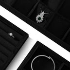 Velvet Stackable Jewelry Display Tray, 12 Grid Watch Bangle Bracelet Storage Tray, Makeup Drawer Insert Jewelry Shop Organizer Plate (Black)