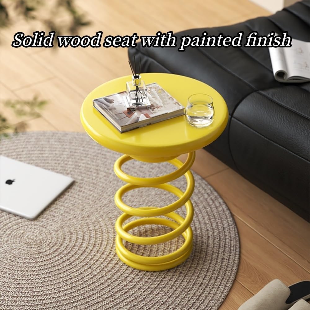 Spring Shaped Minimalist Round Side Table(Color:Red)