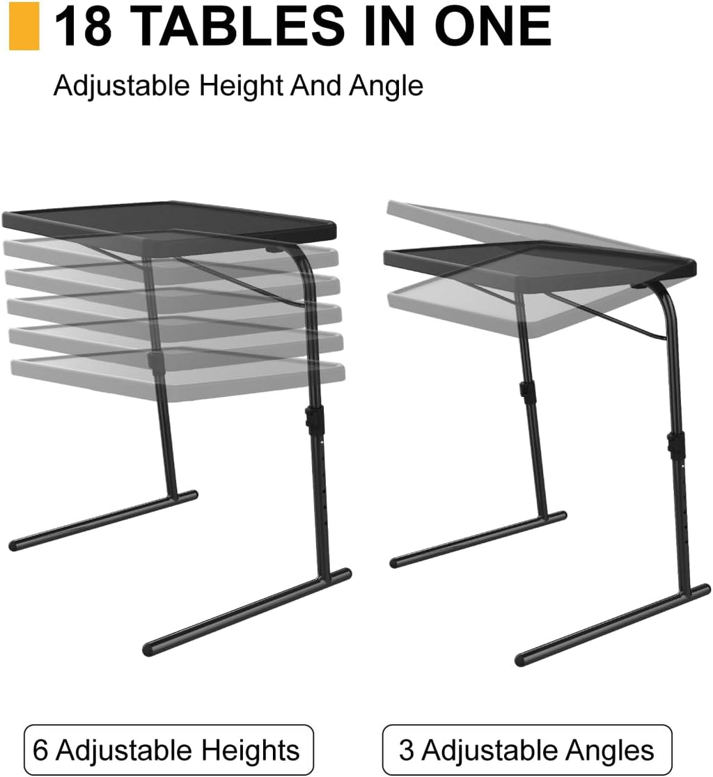 TV Tray Table, 16.9 x 22 x 29.1inch XL PRO Folding Dinner Table with 6 Height & 3 Tilt Angle Adjustments, Large Couch Desk for Working, Portable and Adjustable Laptop Desk for Sofa and Bed