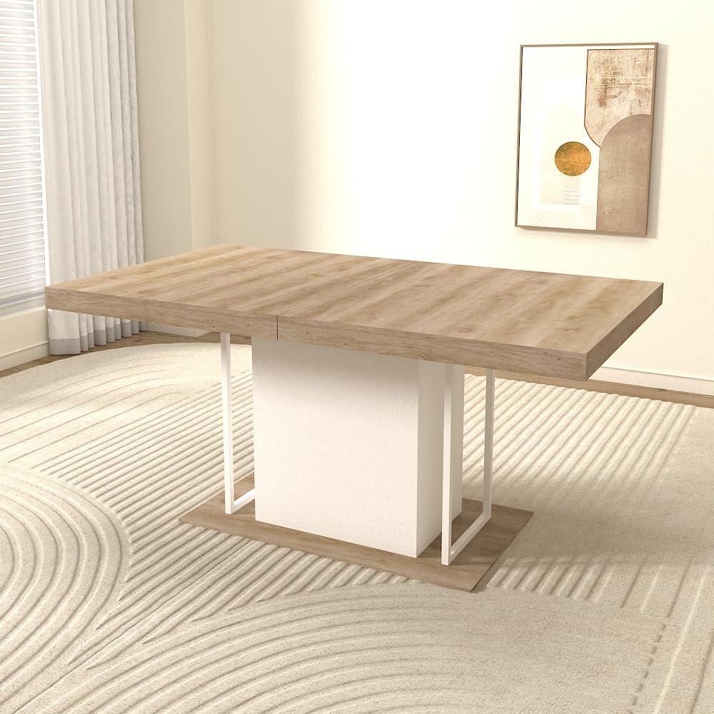 KEIKI Extendable Dining Table for 6-10 People, Dining Room Table for Gatherin...