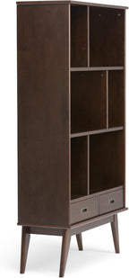 SIMPLIHOME Draper 35 inch Mid-Century Modern Bookcase and Storage Unit (Set of 2) in Medium Auburn Brown for The Living Room, Study Room and Office