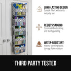 GORILLA GRIP Large Capacity Closet Organizer, 5 Deep Shelves, Holds 50lbs, Over the Door Organizers 6 Mesh Pockets, Shelf Storage for Clothes Crafts Essentials, 3 Metal Hooks, 58x15 Inches, Quatrefoil
