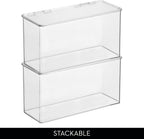 iDesign Plastic Stackable Hinged-Lid Storage Box - Set of 4 - Clear | Pantry or Kitchen Use