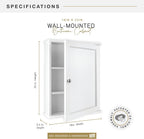 MCS 23x18 White Medicine Cabinet Organizer, Wall Mounted Bathroom Cabinet for Over-The-Toilet Storage, Bathroom Furniture & Restroom Organizer