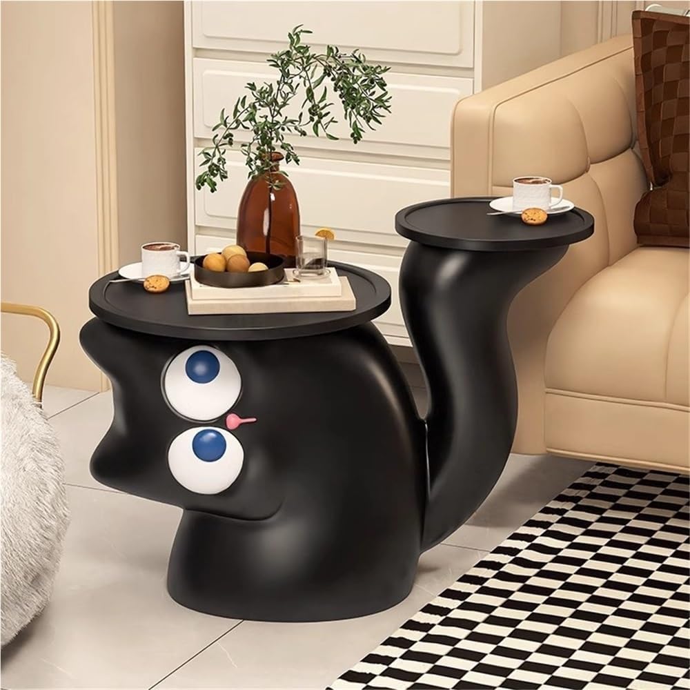 Creative Resin Side Table, Cartoon Night Stand with Double Tabletop, Irregula...