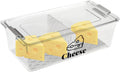 Cheese Container Airtight with Draining Basket Cream Block Cheese Sliced Cheeses Box with Lid for Fridge Shredded Saver 2 Compartment Deli Meat Storage Box,Cheeses Sliced,Grated,Cheddar Keeper
