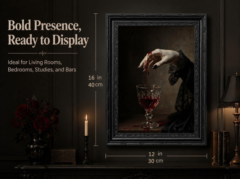 EIDHFBFJ Vintage Gothic Vampire Framed Wall Art Vampire Hands Blood Wine Glas...