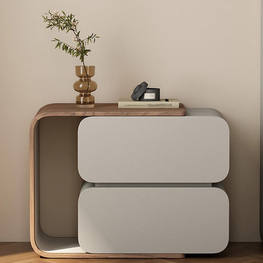 Bedside Furniture with Leather Finish, Retractable Nightstands for Bedroom, B...