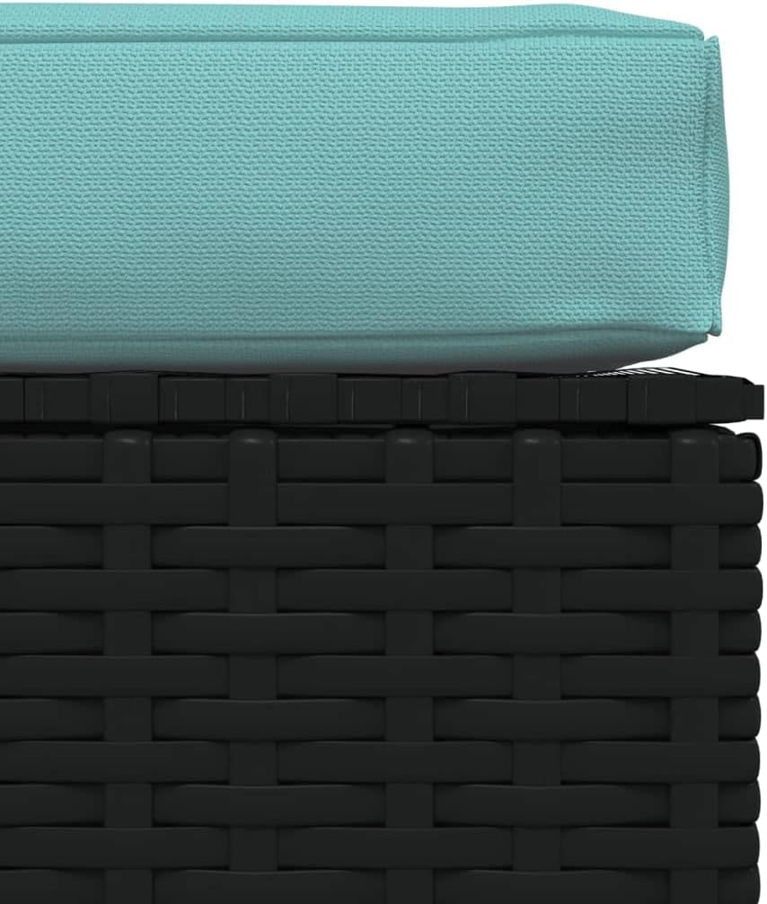 Patio Footrest with Aqua Cushion, Poly Rattan Garden Ottoman Outdoor & In...