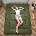 MAXYOYO Japanese Floor Mattress Futon Mattress, 4" Thicken Tatami Mat Sleeping Pad Foldable Roll Up Mat Boys Girls Dormitory Pad Kids Floor Lounger Pillow Bed, Charcoal Grey, Queen Size