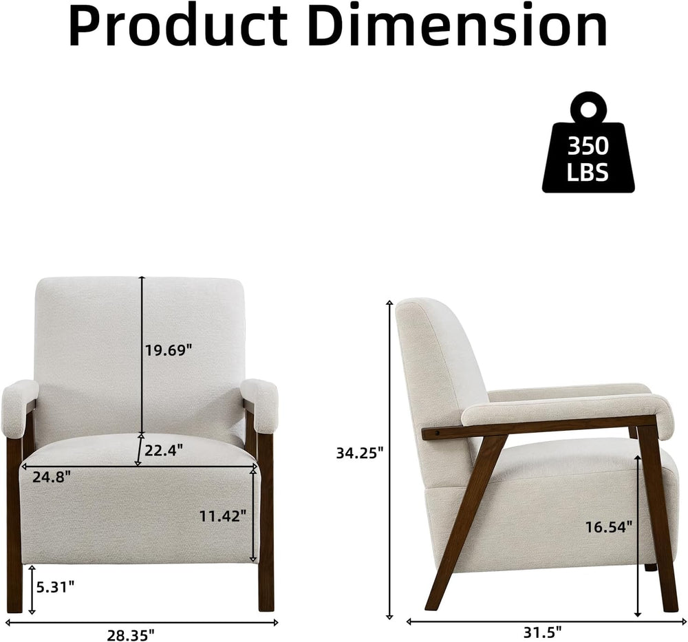 CANMOV Mid Century Modern Accent Chair, Upholstered Reading Armchair with Sol...