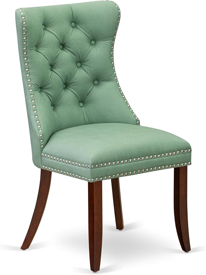 East West Furniture DODA7-MAH-22 7 Piece Dining Set Consists of a Rectangle Wooden Table with Butterfly Leaf and 6 Polyester Fabric Upholstered Chairs, 42x78 Inch, Mahogany