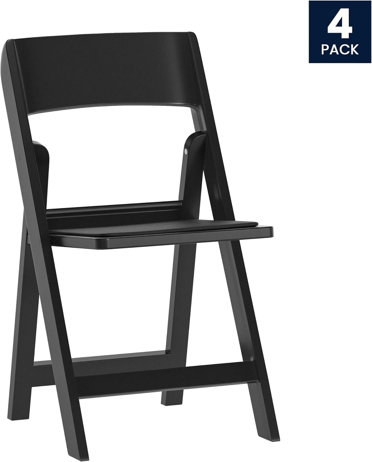 Flash Furniture Hercules Tucker Commercial Black Resin Folding Chair - Lightweight, Vinyl Padded Removable Seat, Indoor Outdoor Use, Event & Wedding Ready, Set of 4