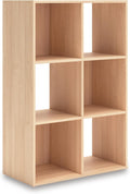 Signature Design by Ashley Piperton 3-Tier Floor Standing 6 Cube Organizer for Living Room, Wood, Works with 10.5" W x 10.5" D x 11" H Storage Bin (Sold Separately), Light Brown