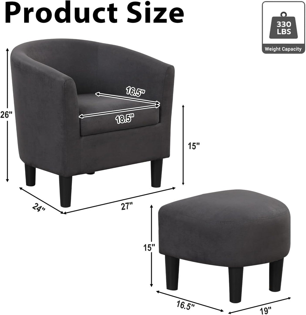 INZOY Modern Accent Chair with Ottoman for Small Space, Club Chair with Ottom...