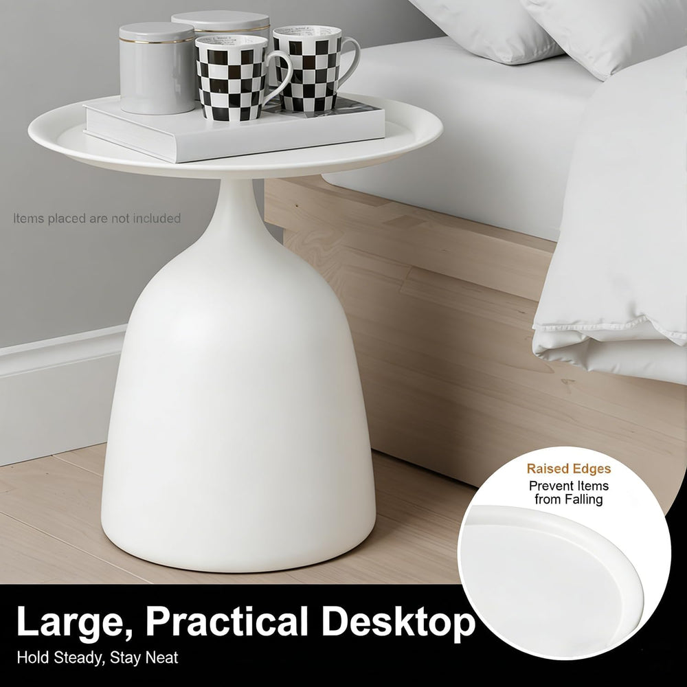 Modern Round Side Table Set of 2, Metal Nesting End Tables White/Black Minima...