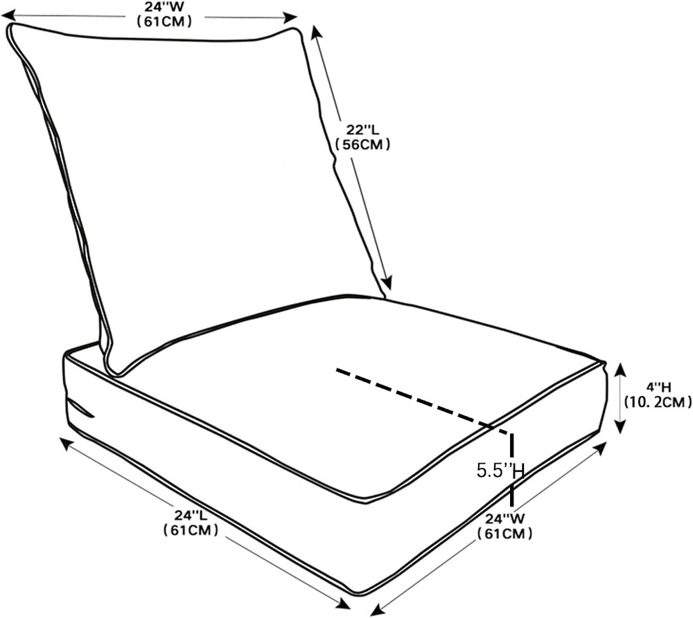 QILLOWAY Outdoor Deep Seating Cushion Set for Patio Chair Furniture 24 x 24（Y...