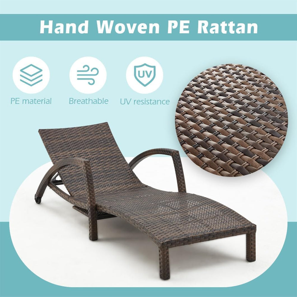 Chaise Lounge Chairs Outdoor Set of 2, Comfy Outside Wicker Patio Pool Lounge...