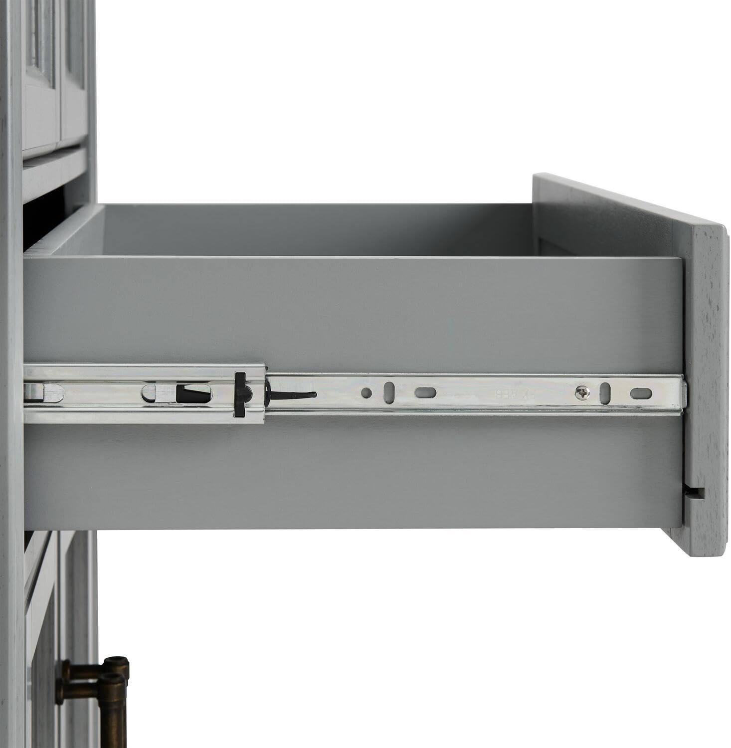 Maykoosh Pantry Cabinet Set, 2 Piece Storage Organizer, Distressed Gray, Metal Hardware