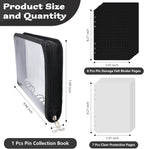 Enamel Pin Display Book Pin Collection Binder Holder Trading Book with 8-Page Display Boards A5 Brooch Pin Storage Organizer Binder Album for Travel Collectors (Black)
