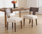 chairus Farmhouse Dining Chairs Set of 2, Upholstered Accent Chairs with Dark Brown T-Shape Wood Back Armless Kitchen Chairs with Soft Pad, Linen Beige