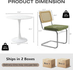 3-Piece 23.6" Round Dining Table Set for 2 with Upholstered Chairs – Space-Saving Modern Small Kitchen Cafe Bistro Set(Olive Green Velvet Chair)
