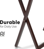 PJ Wood - Folding Wood TV Tray Table - Espresso 8-Piece Set | Solid Construction, 14.57 x 19.09 x 26 in, Space Saving Design, Home Office Use, Leg Base, Requires Assembly, Wipe Clean