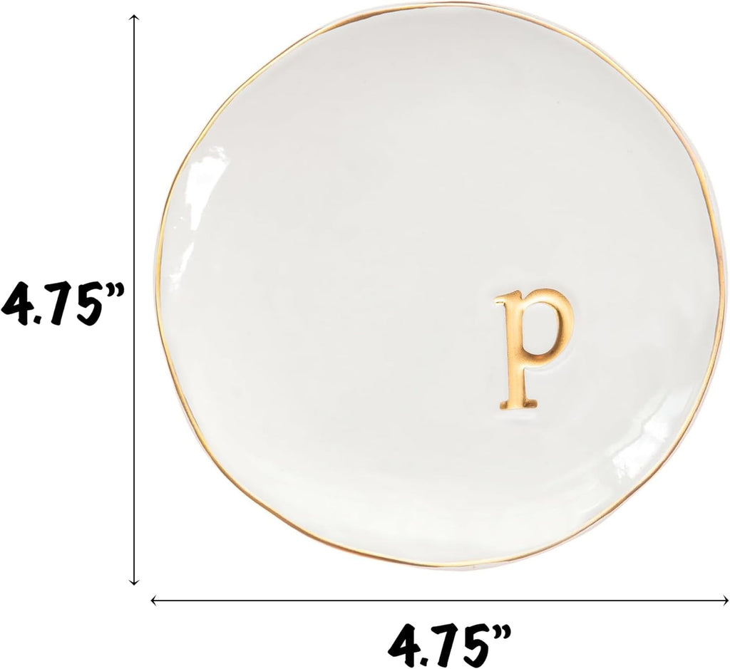 COLLECTIVE HOME - Ceramic Jewelry Tray, Decorative Trinket Dish for Rings Earrings Necklaces Bracelet Watch Keys, Birthday Mother's Day Christmas Gift for Women, 4.75", Glossy (p)