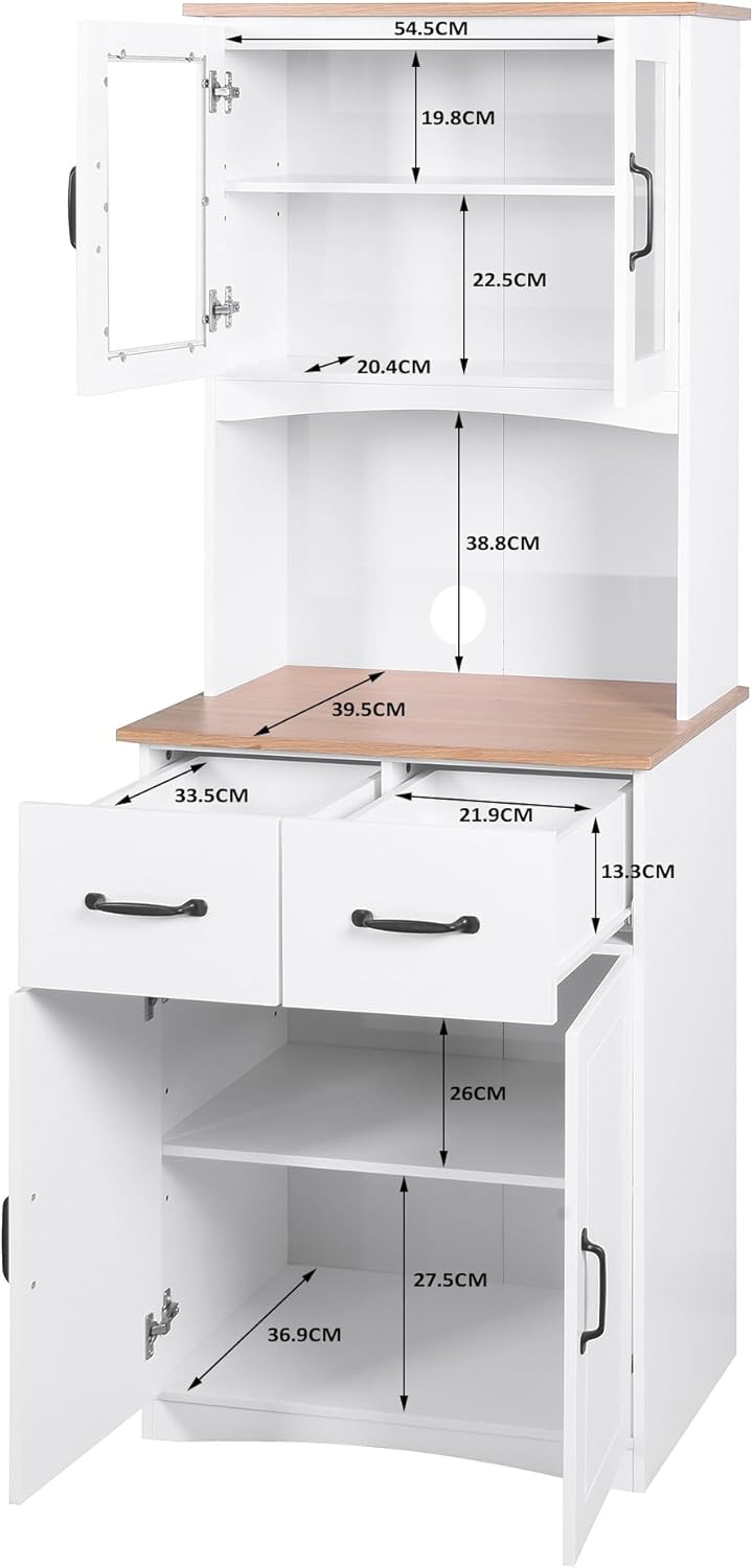 Farmhouse Kitchen Pantry Cabinet,Wooden Kitchen Cabinet White Pantry Room Sto...