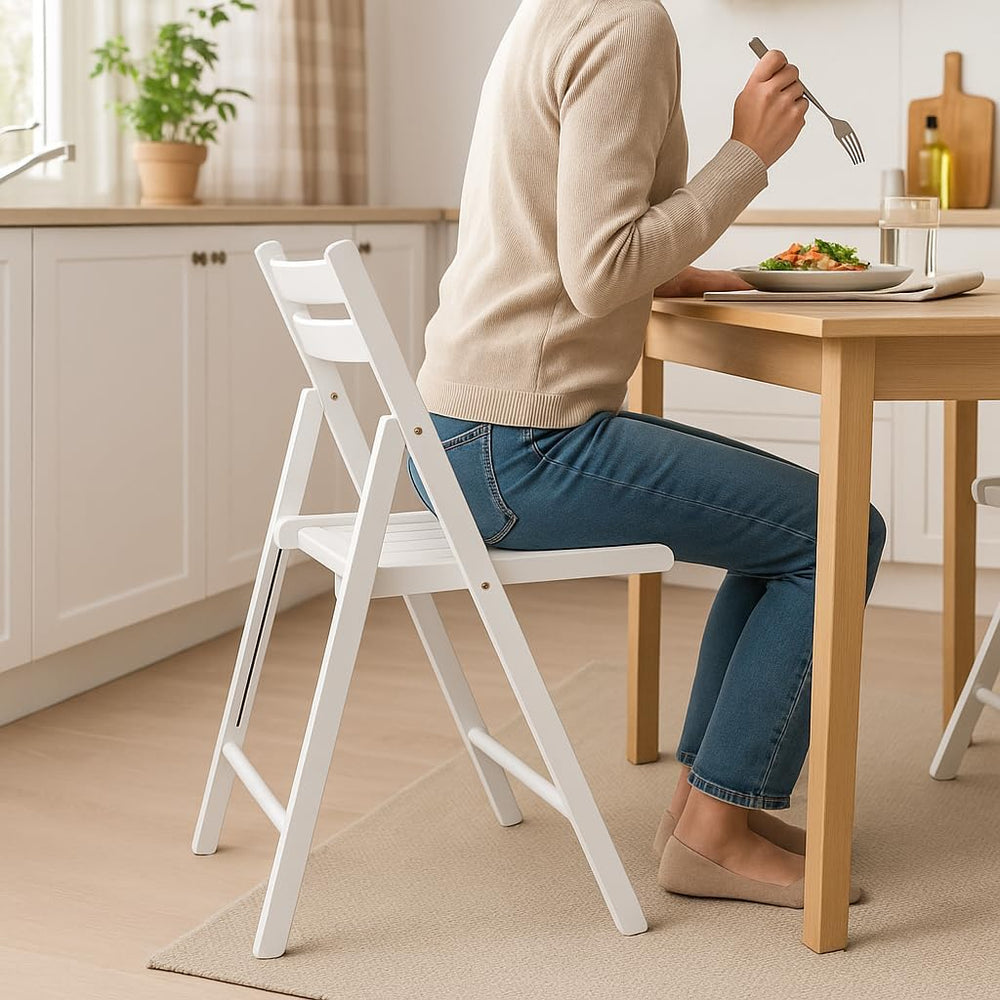 Ergode Robin 4-Piece Folding Chairs, Solid Wood, Walnut & White