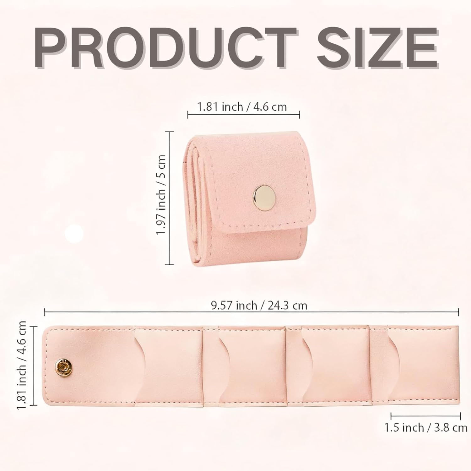 Mini Travel Jewelry Bag,Mini Jewelry Pouch,Protable travel Jewelry Storage Organizer Case,Small Jewelry Storage Roll with Buckle for Earrings,Rings,Necklaces (Gray, 1Pcs)
