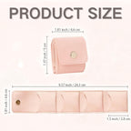 Mini Travel Jewelry Bag,Mini Jewelry Pouch,Protable travel Jewelry Storage Organizer Case,Small Jewelry Storage Roll with Buckle for Earrings,Rings,Necklaces (Pink+Gray+Off-white, 3Pcs)