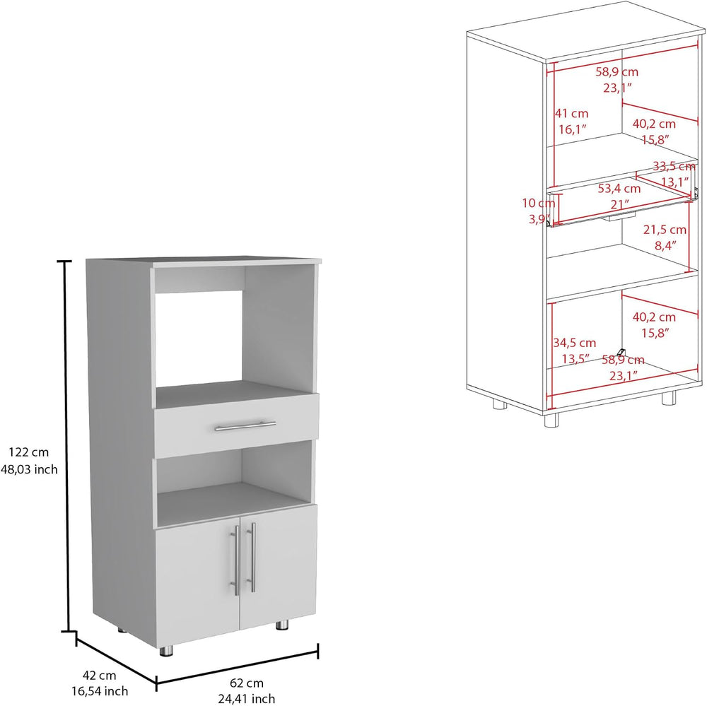 Worland Pantry Cabinet with Microwave Stand, Multi-Functional with Drawer and...