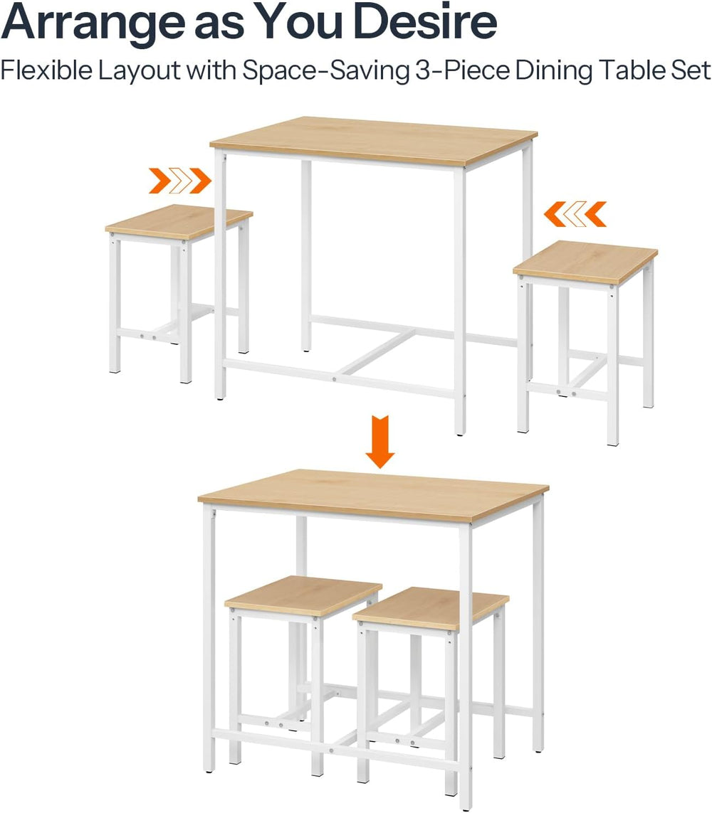HOOBRO 3-Piece Industrial Dining Table Set, Kitchen Table, Space Saving Dinet...