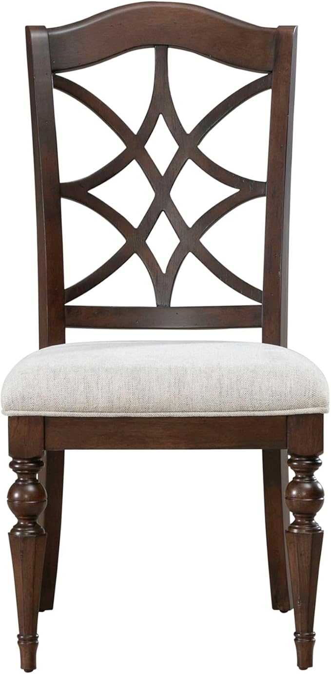 Liberty Furniture Arden Road 7 Piece Dining Trestle Table Set - 6 Splat Back Side Chairs - Satin Cherry