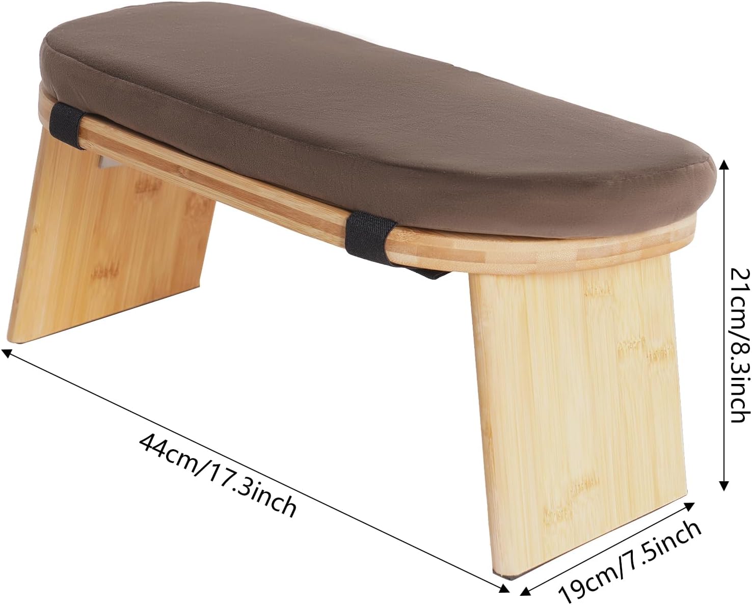 Coffee Brown Wooden Meditation Bench - Foldable & Ergonomic! Perfect for Home Use. Transform Your Space into a Zen Retreat. Ideal for Kneeling Meditation. Comfortable & Space-Saving!
