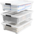 3-Pack Clear Plastic Underbed Storage Bins with Lids & Wheels, Rolling Under Bed Shoe Storage Containers, 25 Qt