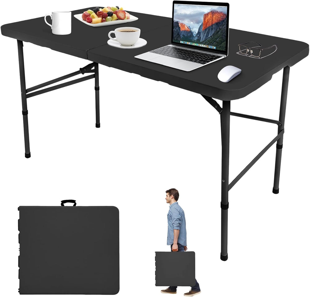 Camp Field 4 FT Plastic Folding Table, Portable Heavy Duty Indoor Outdoor | 4...